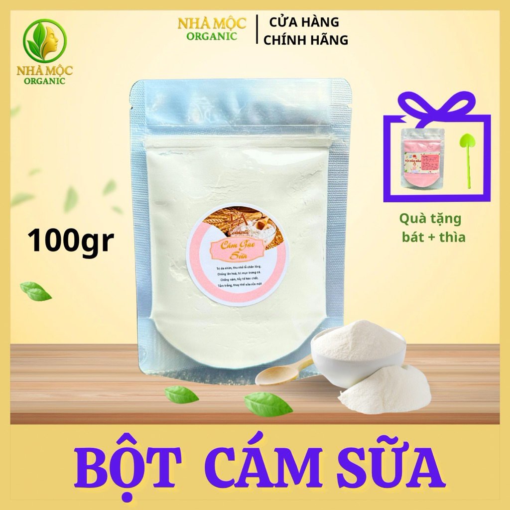 [quà thìa + dâu sữa] 100gr Bột Cám Gạo Sữa Non Nguyên Chất - Mặt Nạ Đắp Mặt & Body Giúp Dưỡng Trắng,Dưỡng Ẩm