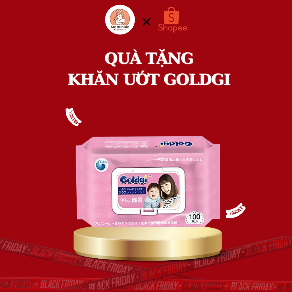 [QUÀ TẶNG] Khăn Ướt Goldgi Không Mùi Cho Trẻ Em – Dịu Nhẹ Cho Da Nhạy Cảm, Gói 80 Tờ - Mẹ Bunnie