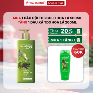   Sale Tháng 12  Dầu gội Thái Dương 3 Gold Hoa Lá chai 500ml Tặng 1 Dầu xả Thái Dương 3  chai 200ml Hoa Lá  