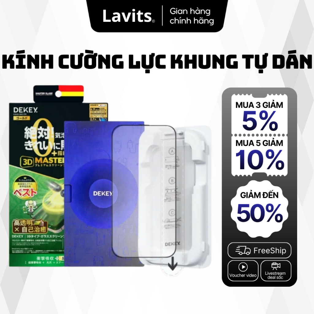 Kính Cường Lực iPhone 17 Series DEKEY Khung Dán Tự Động Master Glass 3D Sentery Dán Dễ Dàng