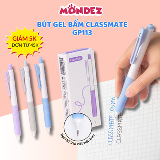   GIẢM 5K  Hộp 10 Bút Gel Bấm CLASSMATE Ngòi 0.5mm 2 Bi Viết Siêu Mượt Mực Xanh Đen Tím Nhanh Khô GP113 GP115 