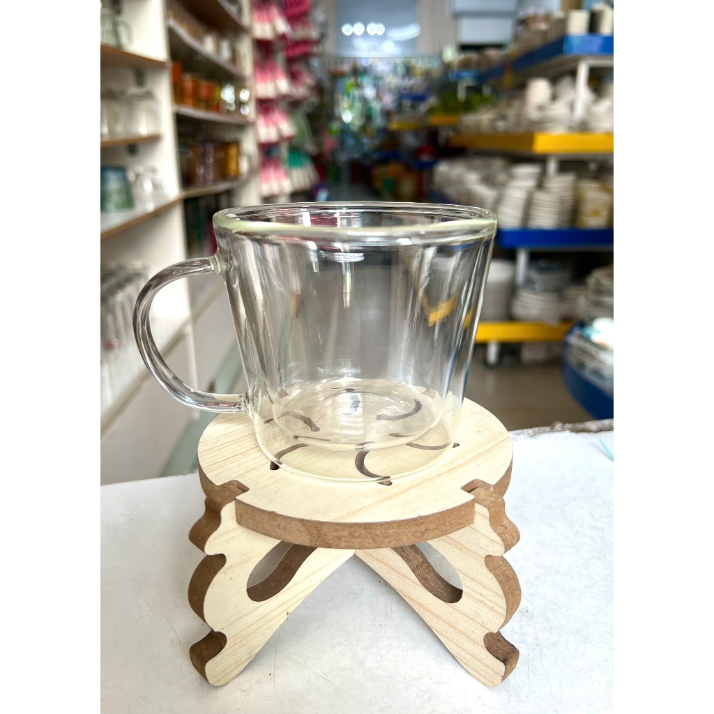 Ly Thủy Tinh, Cốc Thủy Tinh Có Quai 2 Lớp Cách Nhiệt Crofton Cao Cấp July Shop