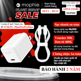   Dành cho IP 17 16 15  Bộ Combo Sạc Nhanh Mophie GaN 40W 35W 30W PD - Hạn chế chai pin và nóng máy 
