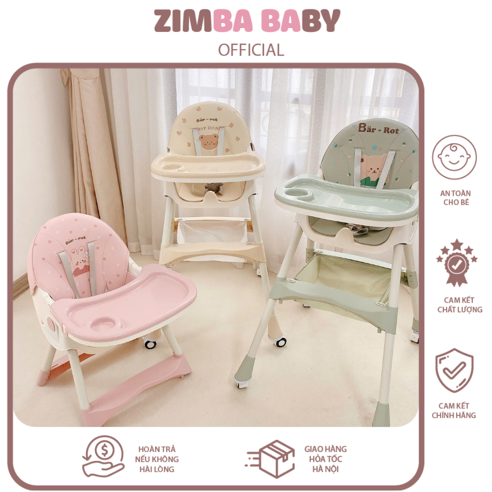 Ghế ăn dặm cao cấp Bar Rot cho bé tập ngồi ăn gấp gọn siêu chắc chắn và có bánh xe linh hoạt