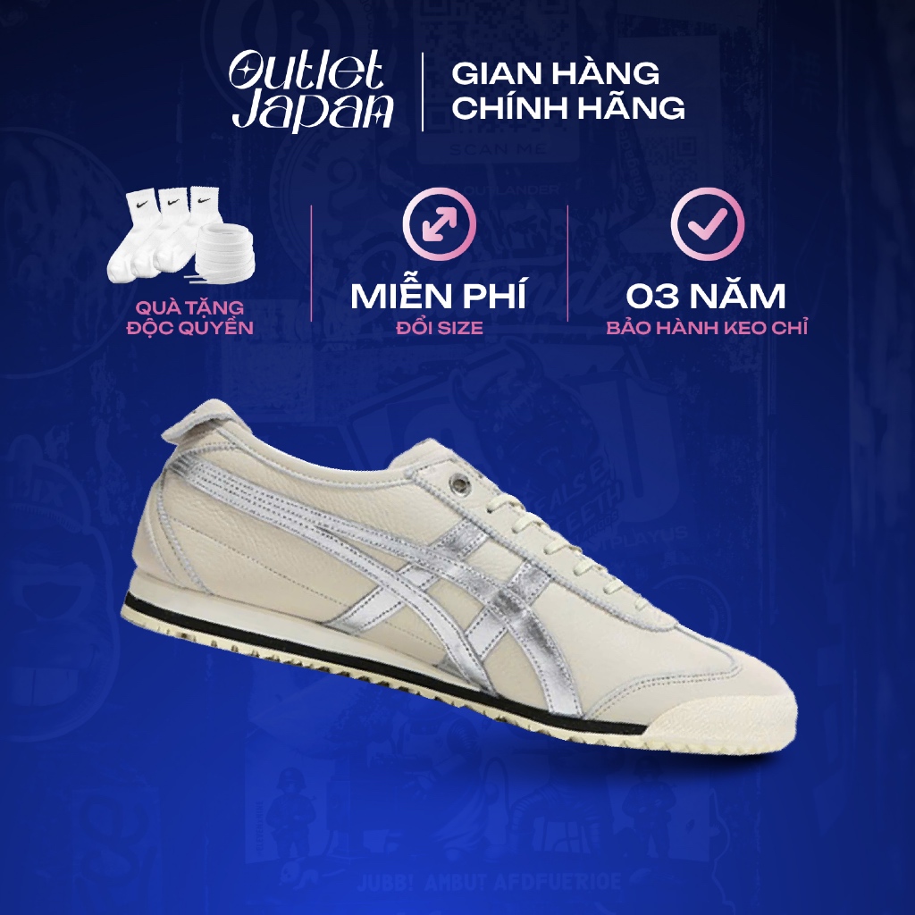 Giày Onitsuka Tiger chính hãng, Onitsuka Tiger Mexico 66 SD Silver real fullbox, bảo hành 03 năm Jap