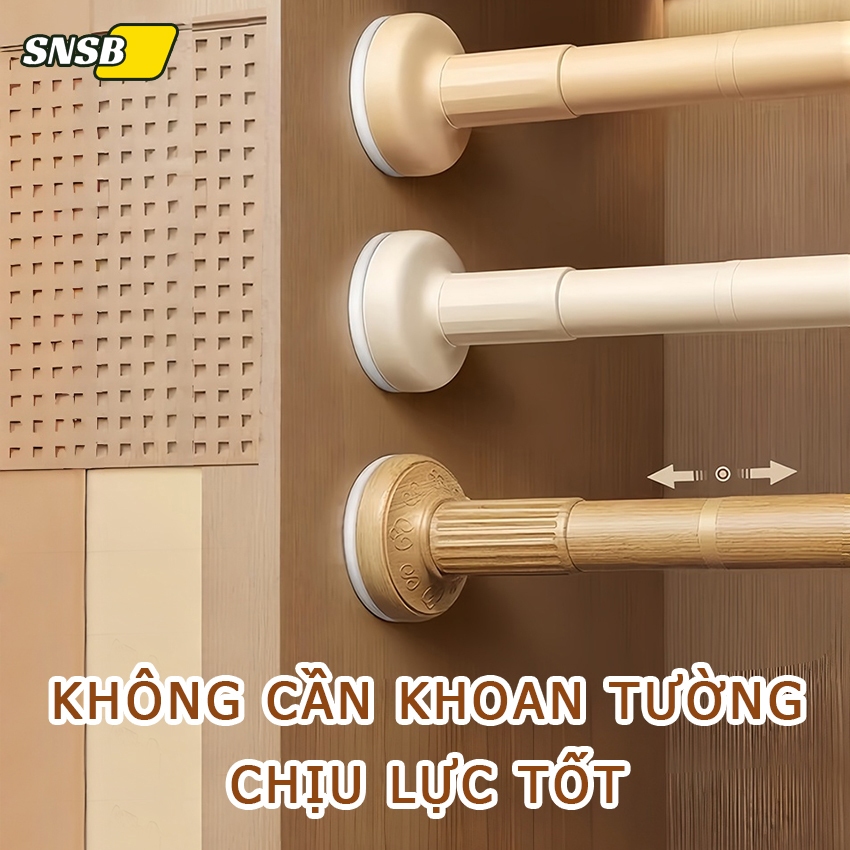 Thanh Treo Rèm Cửa Không Cần Khoan Tường SNSB, Cây Treo Đa Năng Lò Xo Ép Inox, Tải Trọng 10-15kg, Sử