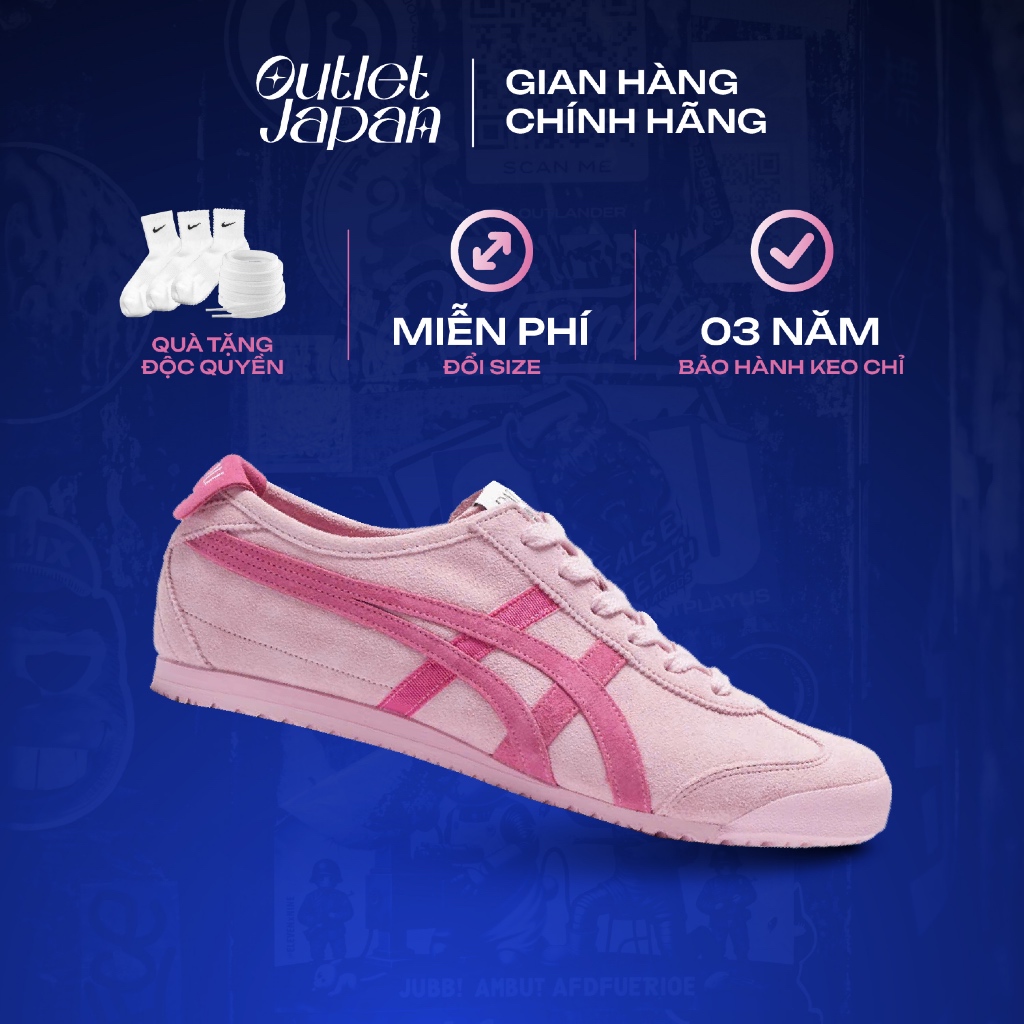 Giày Onitsuka Tiger chính hãng, Onitsuka Tiger Mexico 66 Patou hồng real fullbox, bảo hành 03 năm Ja