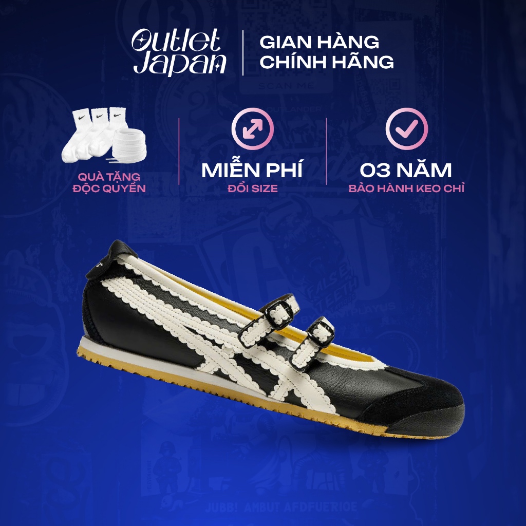 Giày Onitsuka Tiger Ballet 'Black White' chính hãng, Onitsuka Tiger real fullbox bảo hành 03 năm Jap