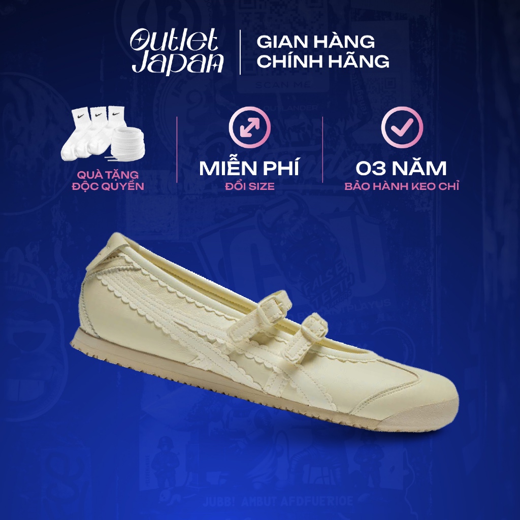 Giày Onitsuka Tiger Ballet 'Cream' chính hãng, Onitsuka Tiger real fullbox bảo hành 03 năm Japan Aut