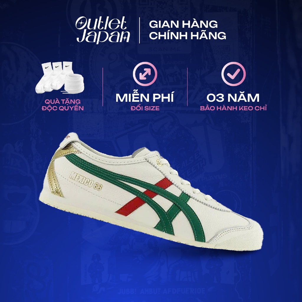 Giày Onitsuka Tiger chính hãng, Onitsuka Tiger Mexico 66 xanh Birch/Kale real fullbox, bảo hành 03 n