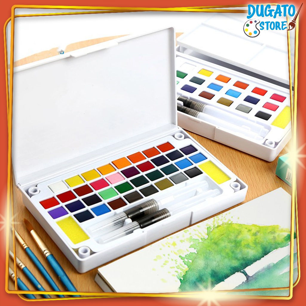 Màu Nước Solid Water Color Cao Cấp 12/18/24/36 Màu Tặng  Bút Nước, Mút, 1 Palette