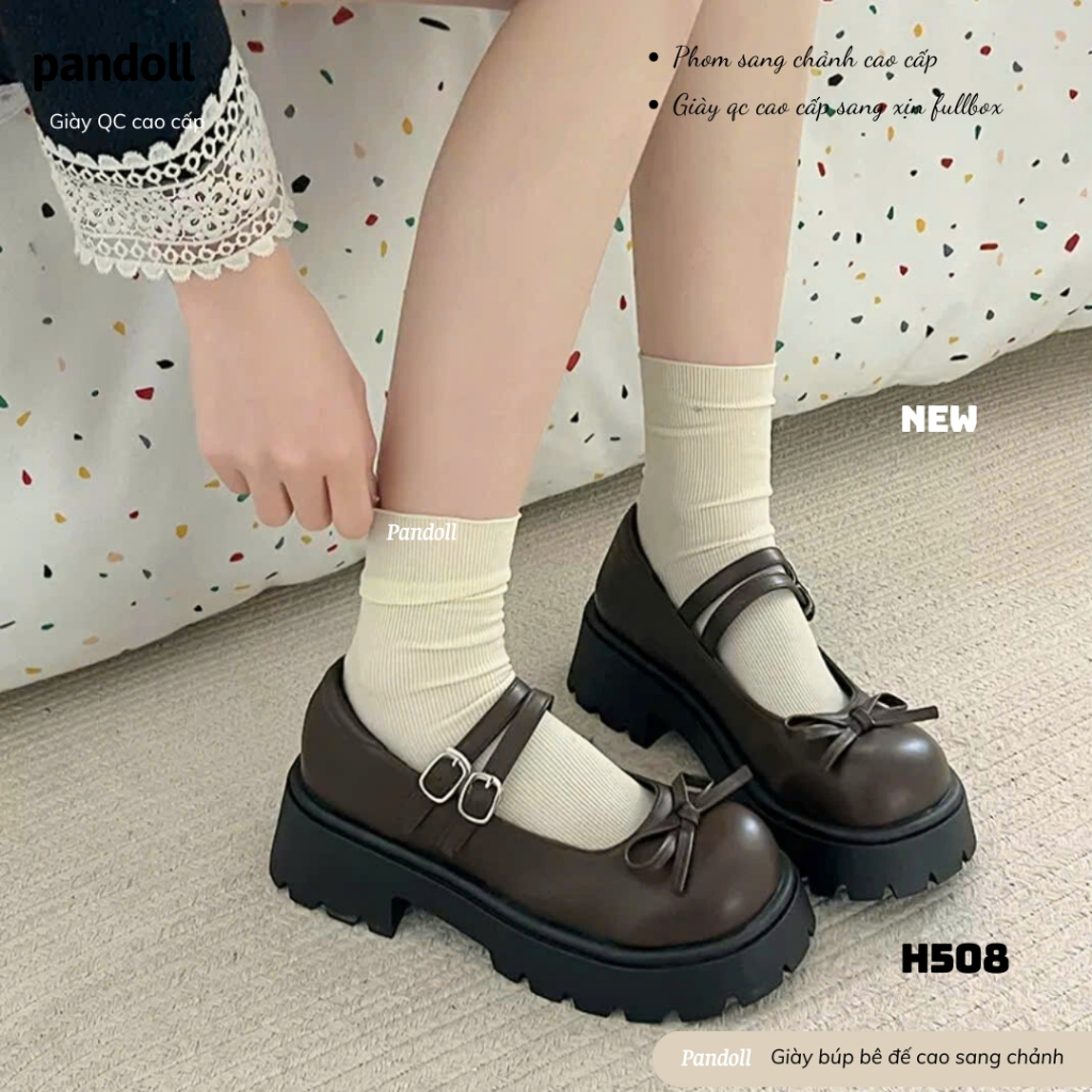 [PANDOLL] Giày mary jane cao gót da bóng H508 bản hộp cao cấp - Giày cao gót nữ bản store