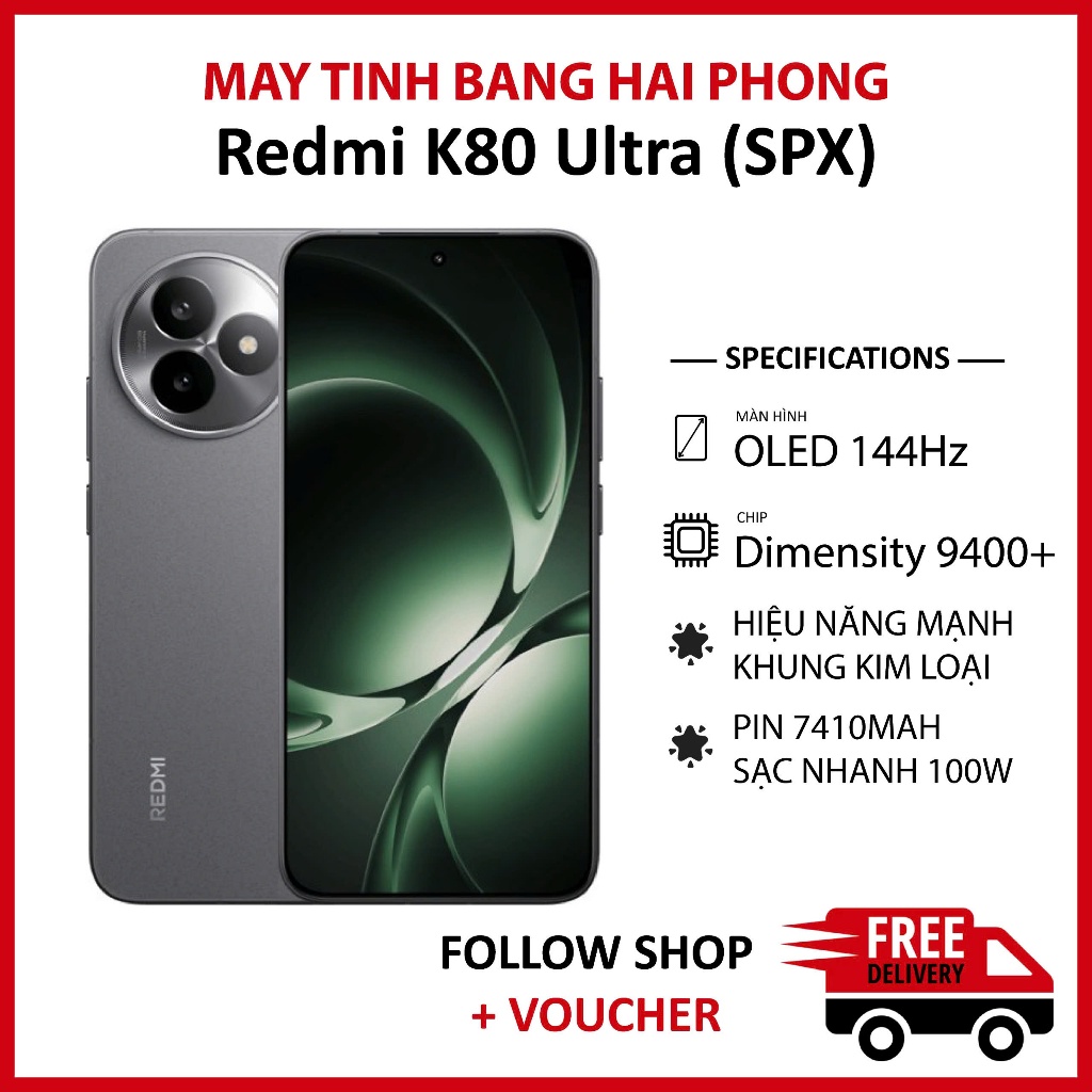 [Máy Cũ] Điện thoại Xiaomi Redmi K80 Ultra Fullbox RAM 12/256GB chip Dimensity 9400+ màn OLED 144Hz 
