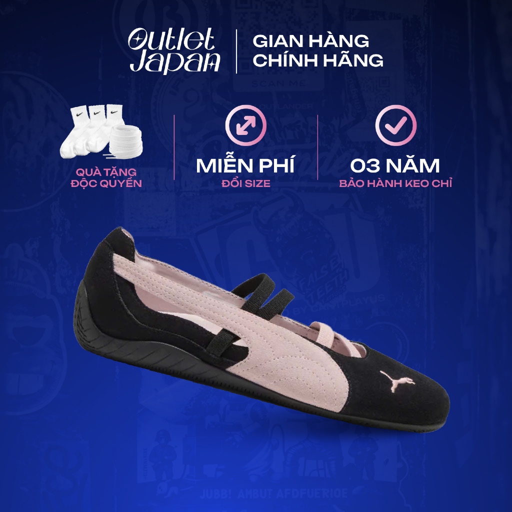 Giày Puma Ballet 'Black Pink' chính hãng, Puma Búp Bê Đen Hồng real fullbox bảo hành 03 năm Japan Au