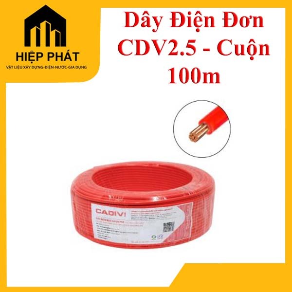 Dây cáp điện Cadivi CV 2.5, Dây điện CADIVI 2.5 (cuộn 100m, dây đơn), | lõi đồng cao cấp | bền bỉ và