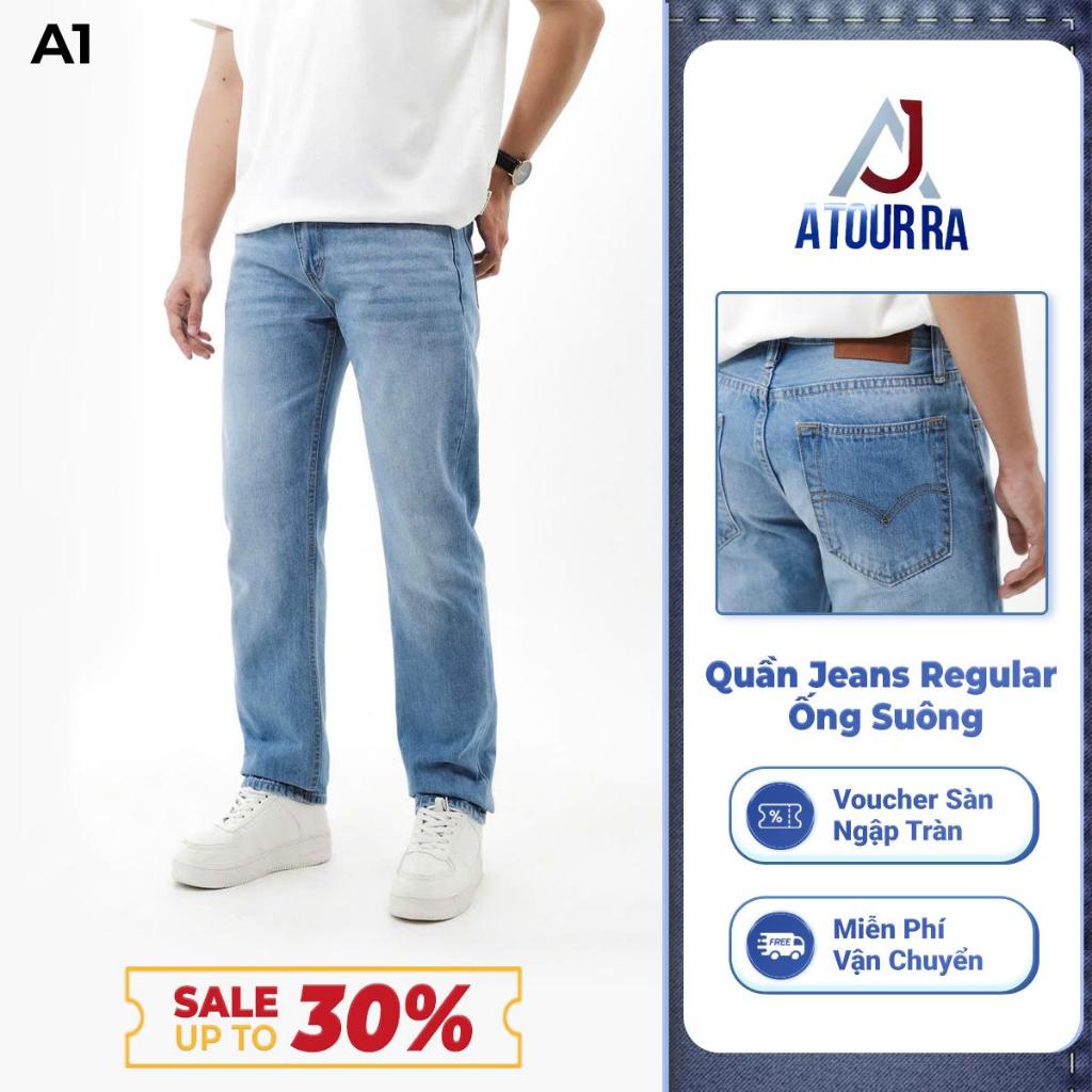 A - Quần Jean Nam Ống Suông ATOURRA DENIM | Dáng Regular Denim Cotton Cao Cấp Thoáng Mát Tôn Dáng