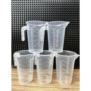 (Giá sỉ) Combo 5 ca đong định lượng nhựa dẻo chịu được nhiệt độ, chia vạch rõ ràng, dung tích 50ML, 100ML, 250ML, 500ML