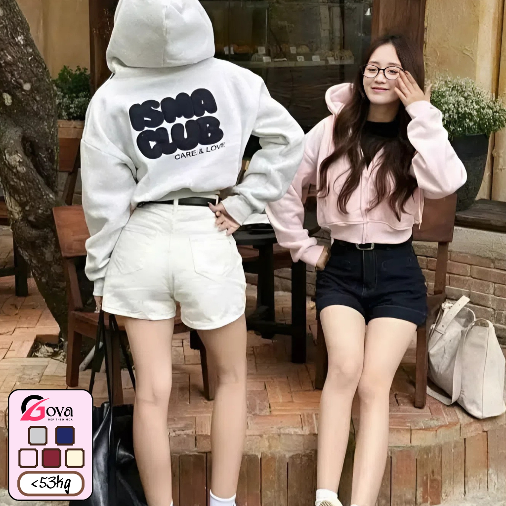 [XẢ HÀNG] Áo hoodie nỉ Unisex ISMA Club áo khoác khóa zip thêu chữ sau lưng form rộng AKN43 Gova