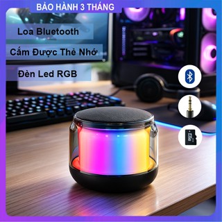 Loa Bluetooth Mini Đèn Led RGB Đổi Màu, Loa Di Động Hỗ Trợ Thẻ Nhớ Cắm Loa Máy Tính, Để Bàn Trang Trí Phòng, Quán Cafe