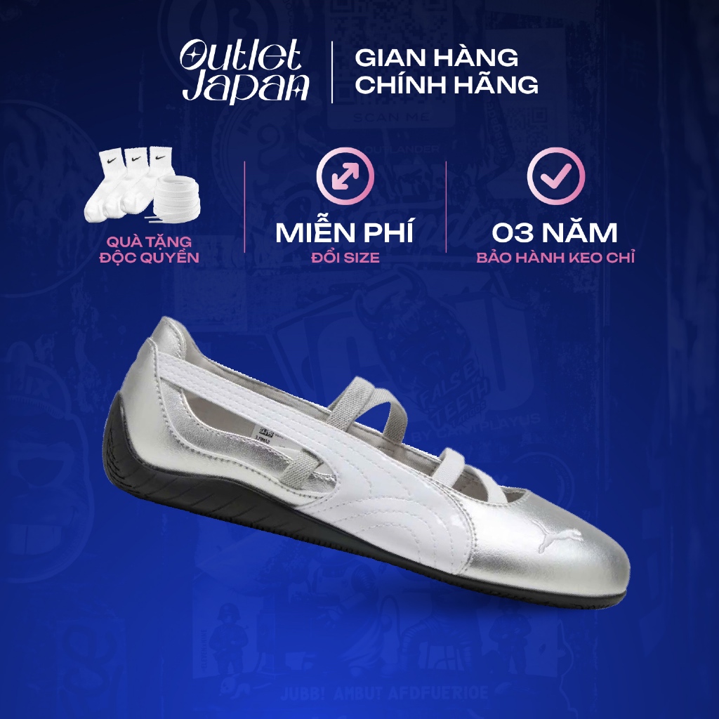 Giày Puma Ballet 'Silver' chính hãng, Puma Búp Bê Bạc real fullbox bảo hành 03 năm Japan Authentic