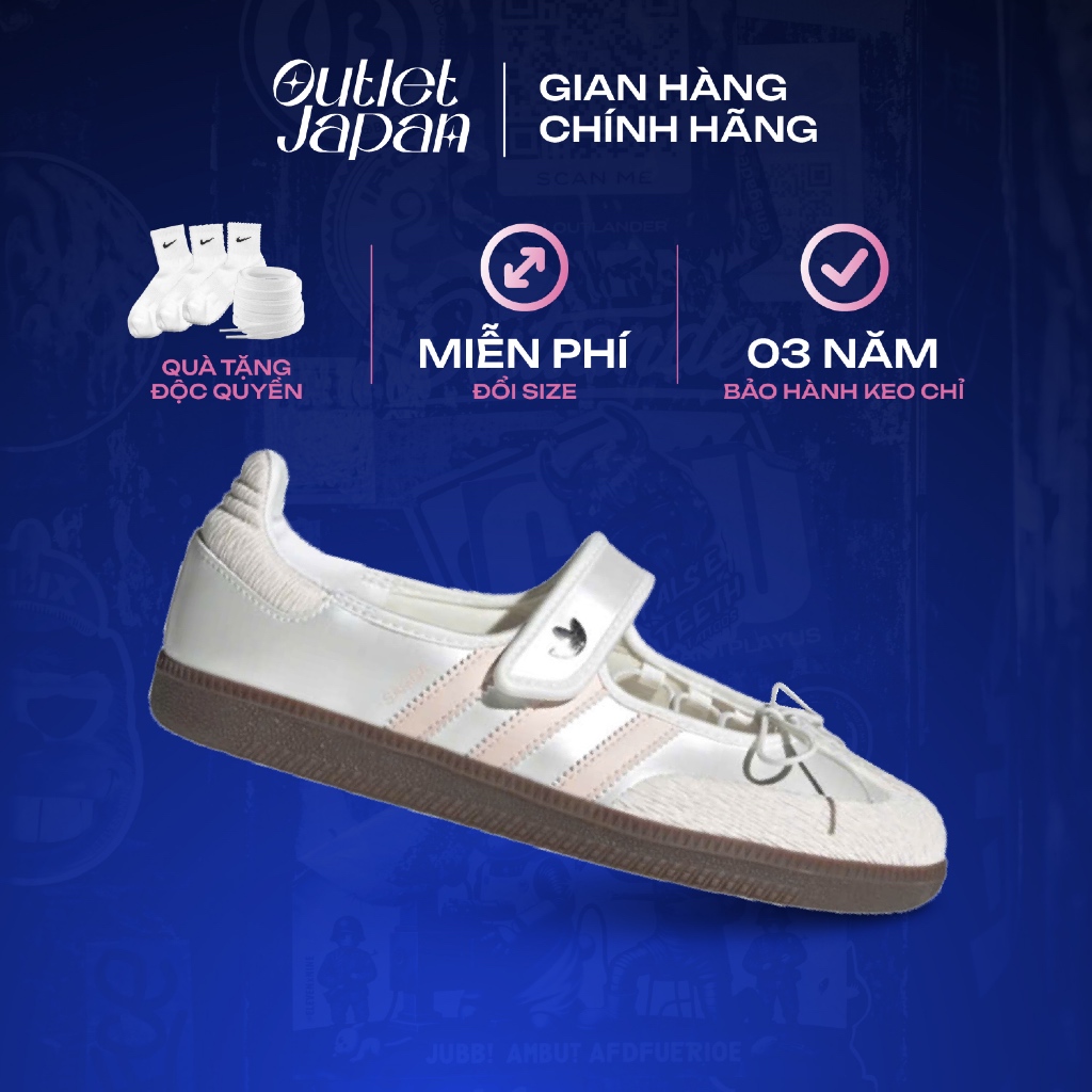 Giày adidas samba jane chính hãng, samba jane white pink real fullbox, bảo hành 03 năm Japan Authent
