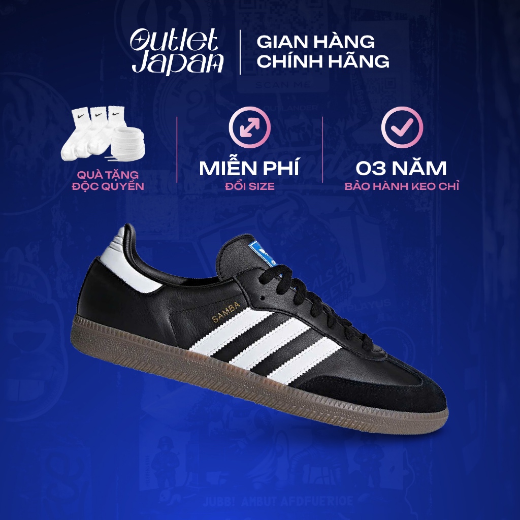 Giày adidas samba đen chính hãng, samba adidas og black real fullbox, bảo hành 03 năm Japan Authenti