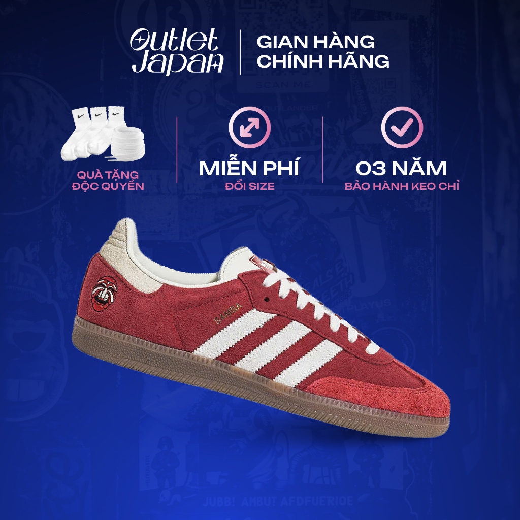 Giày adidas samba đỏ chính hãng, adidas samba Talchum Pack Scarlet real fullbox, bảo hành 03 năm Jap