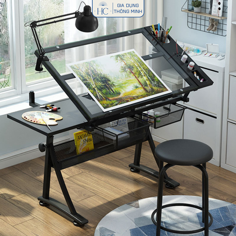 Bàn vẽ kỹ thuật đa năng tặng kèm đèn chiếu sáng thiết kế sáng tạo thương hiệu HC - GN87