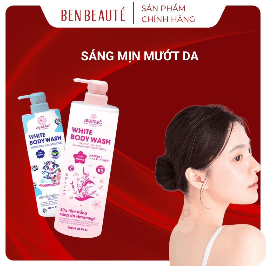 Sữa Tắm Trắng Sáng Da Sữa Bò Tươi - Avatar White Body Wash 800 mL