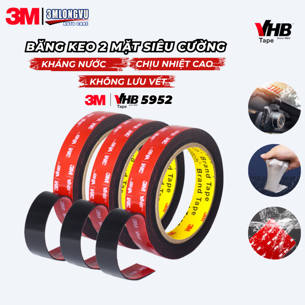Băng Keo Cường Lực  2 Mặt Siêu Dính 3M VHB 5952  - 3MLONGVU