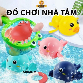  Đồ chơi nhà tắm bộ vịt vàng cá heo rùa vặn cót bơi lội trong nước đồ chơi con vật thả bồn tắm cho bé 