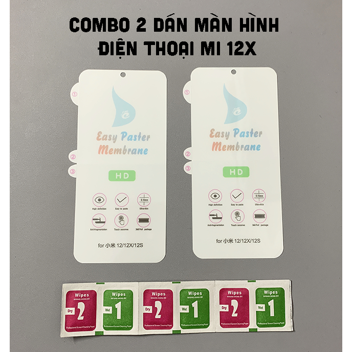 Combo 2 dán màn hình điện thoại Mi 12X trong suốt