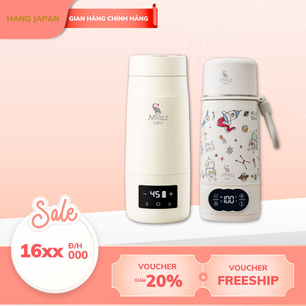 Bình đun nước pha sữa Moaz Bébé MB058 giữ nhiệt từ 40 - 80 độ có pin tích điện - mẫu mới UNIVERSE