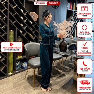  Bộ Mặc Nhà Nữ LYSILK Đồ Ngủ Nhung Cao Cấp Thiết Kế Áo Dài Tay Quần Dài Nữ Tính Ấm Áp BN579 