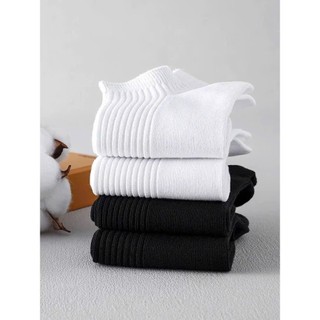 Tất vớ cổ ngắn nam nữ vớ trơn basic đen trắng, tất vớ cổ ngắn đen trắng cotton co giãn