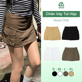  Chân váy ngắn túi hộp Y2K denim chân váy kaki 4 màu ĐEN RÊU TRẮNG BE chân váy chữ A ngắn phong cách cá tính sexy 