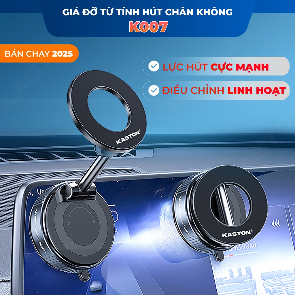 [2025] Giá đỡ điện thoại ô tô Kaston - K007 - Từ tính hút chân không - Xoay 360° gấp gọn - Sử dụng đa năng
