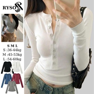  Áo Thun Tay Dài Nút Gài Trơn Basic Dáng Dài Ôm Body Áo Kiểu Thun Nữ Tay Dài Kiểu Đơn Giản RYSO FASHION 