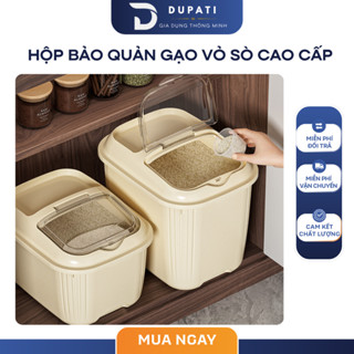 Hộp Gạo Vỏ Sò Cao Cấp  Bảo Quản Gạo Khô Thoáng, Dung Tích Lớn 5/10kg