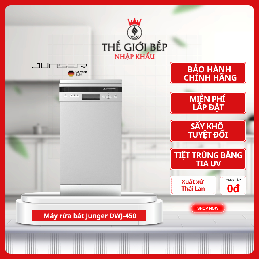 MÁY RỬA BÁT JUNGER DWJ-450 – Cao Cấp, Rửa Sạch Sâu, Sấy Khô Tự Động