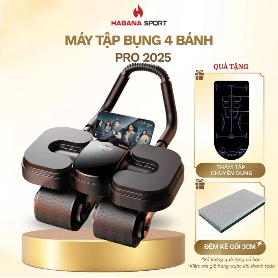 [HABANA SPORT] Máy Tập Bụng 4 Bánh Đốt Mỡ Thế Hệ Mới 2025