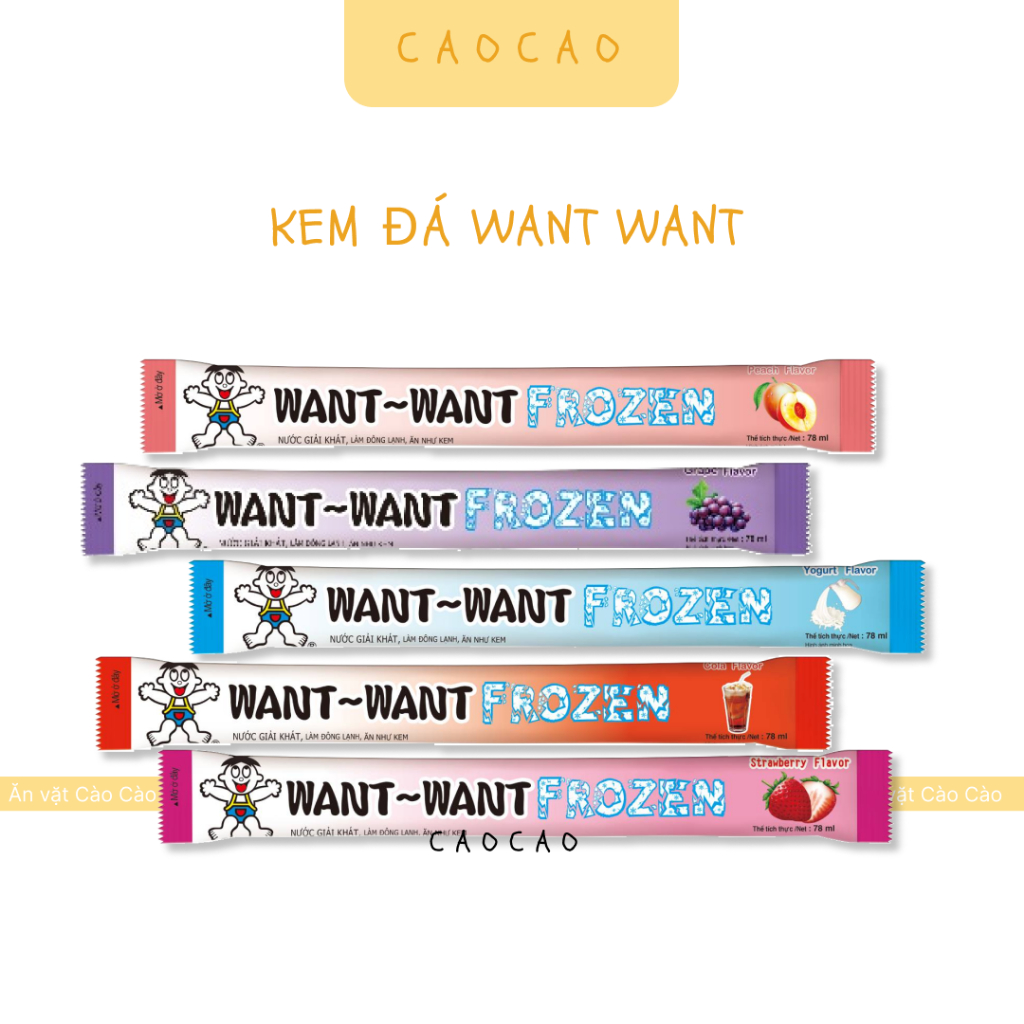 Nước Giải Khát Want Want Frozen Nhiều Hương Vị Cây 78ml, Kem Đá Mát Lạnh Sảng Khoái