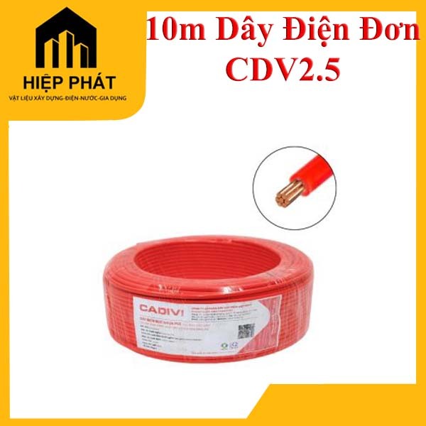 10m Dây cáp điện Cadivi CV 2.5, Dây điện CADIVI 2.5  dây đơn, | lõi đồng cao cấp | bền bỉ và bóng | 