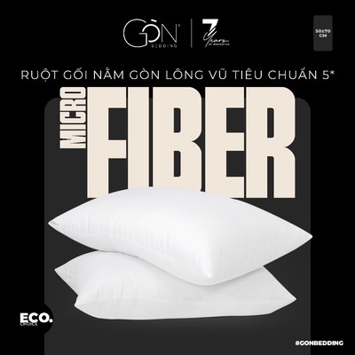 Ruột Gối Nằm Gòn Bedding 50x70 cm (01 cái) - Gòn Lông Vũ / Gòn Bi