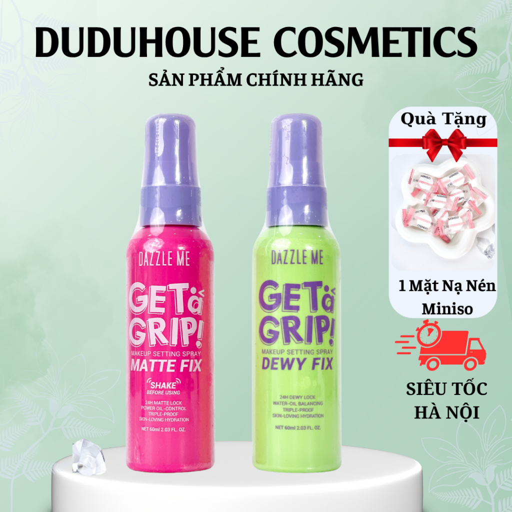 Xịt Khóa Nền DAZZLE ME Setting Spray Dewy Fix Cố Định Trang Điểm Lâu Trôi Cấp Ẩm 60ml Duduhouse