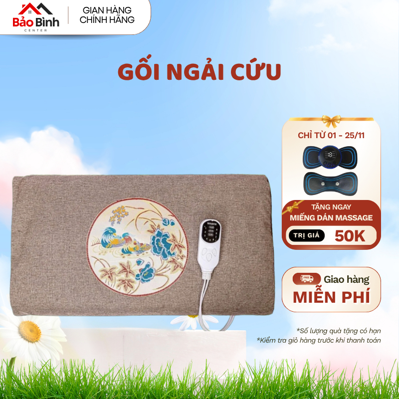 Gối ngải cứu chườm nóng đông y giúp giảm căng thẳng mệt mỏi, dễ ngủ, hỗ trợ giảm mỏi cổ vai gáy