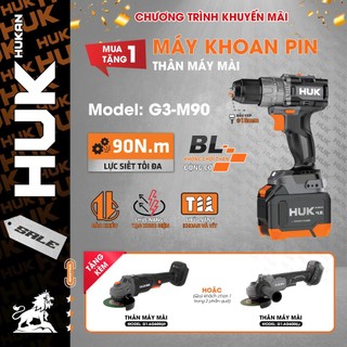  Máy Khoan Pin HUKAN G3-M90 TẶNG 1 THÂN MÀI Lực siết: 90Nm-3 Chức Năng-20 Cấp Trượt,Không Chổi Than 