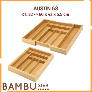 Khay gỗ tre chia ngăn kéo tủ bếp