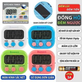  Đồng Hồ Đếm Ngược Đồng Hồ Nấu Ăn Nam Châm Hít Hẹn Giờ 99 Phút Tiện Dụng TẶNG Pin Đũa 3A 