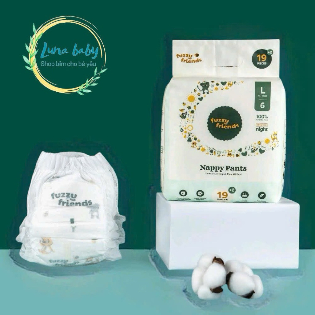 COMBO 3 BỊCH (Bỉm đêm Úc) Tã bỉm Fuzzy Friends bỉm đêm cao cấp của Úc không hăm, thấm hút khô thoáng